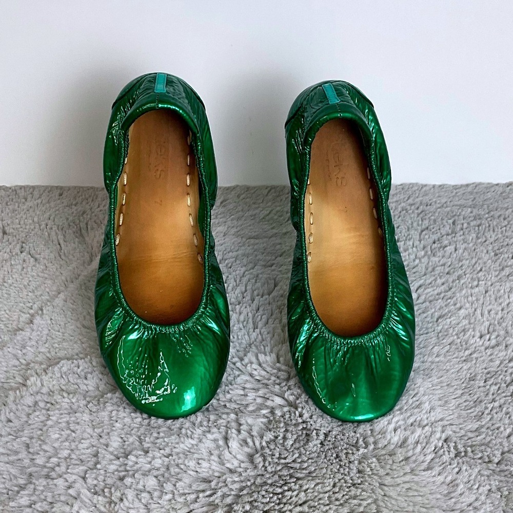 Tieks by Gavrieli Clover Green Metallic Patent Leather Ballet Flats Size 7
